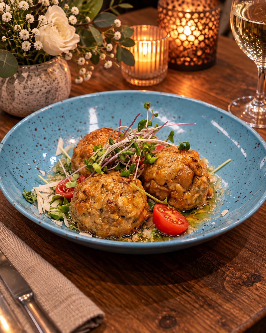 Steinpilzknödel mit Ruccola, Parmesan & brauner Butter aus unserer aktuellen Wochenkarte! 🍄‍🟫

#restaurant #menü #food #tasty #dinner8#restaurant, #menü, #food, #tasty, #dinner