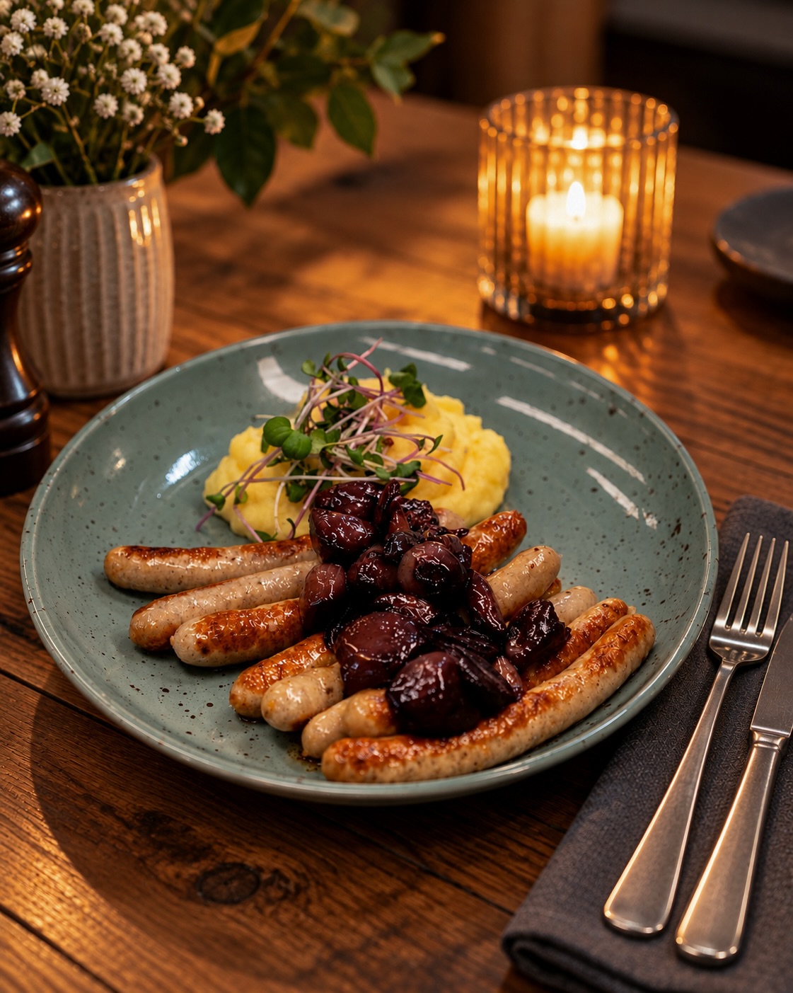 Kalbsbratwürstchen mit Portweinzwiebeln & Trüffelpüree aus unserer aktuellen Wochenkarte! 🐄🧅

#dinner #sausage #onion #menü #restaurant7#dinner, #sausage, #onion, #menü, #restaurant