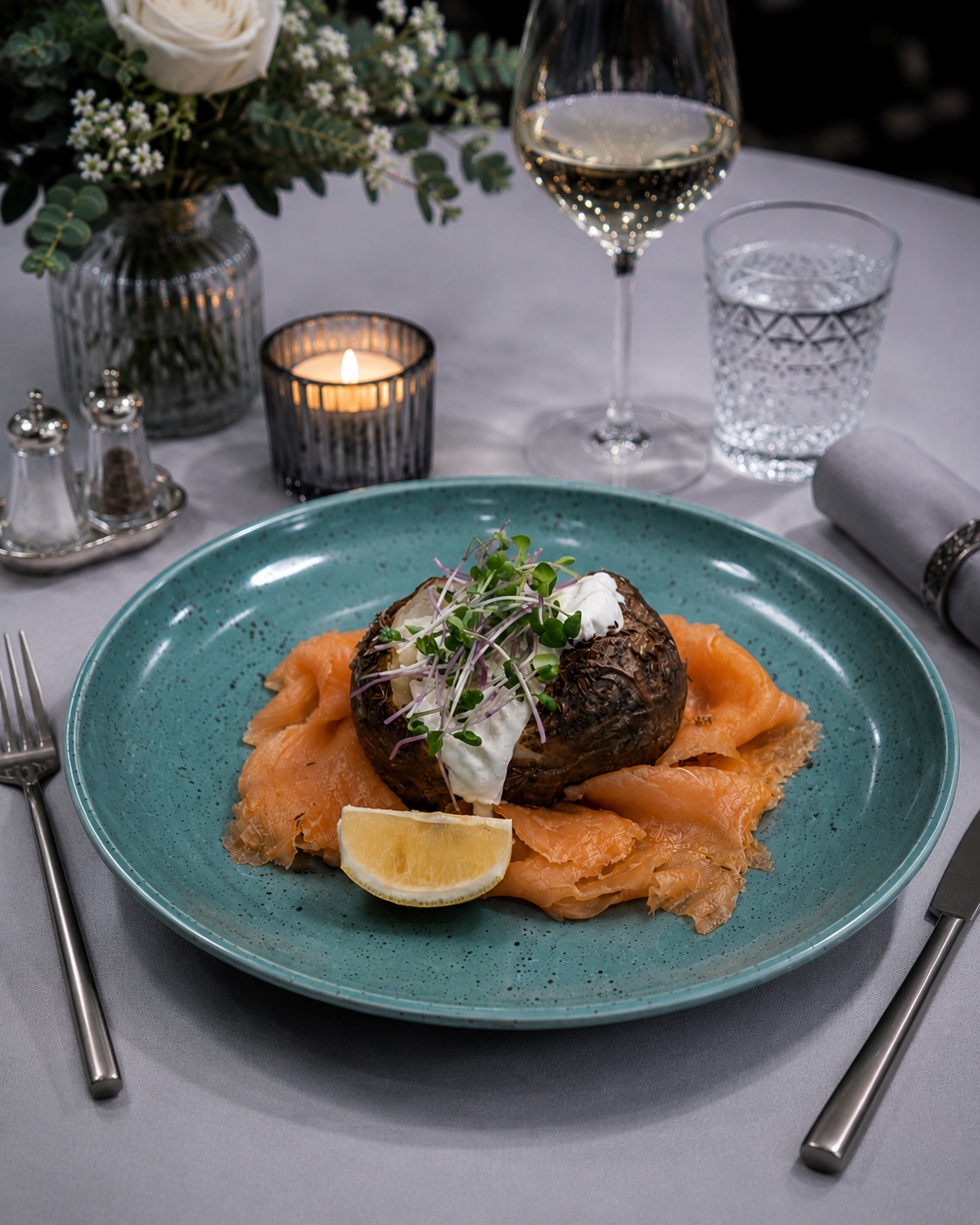 Ofenkartoffel mit Räucherlachs aus unserer aktuellen Tageskarte! 🐟🥔

#restaurant #menü #dinner #potato #salmon9#restaurant, #menü, #dinner, #potato, #salmon