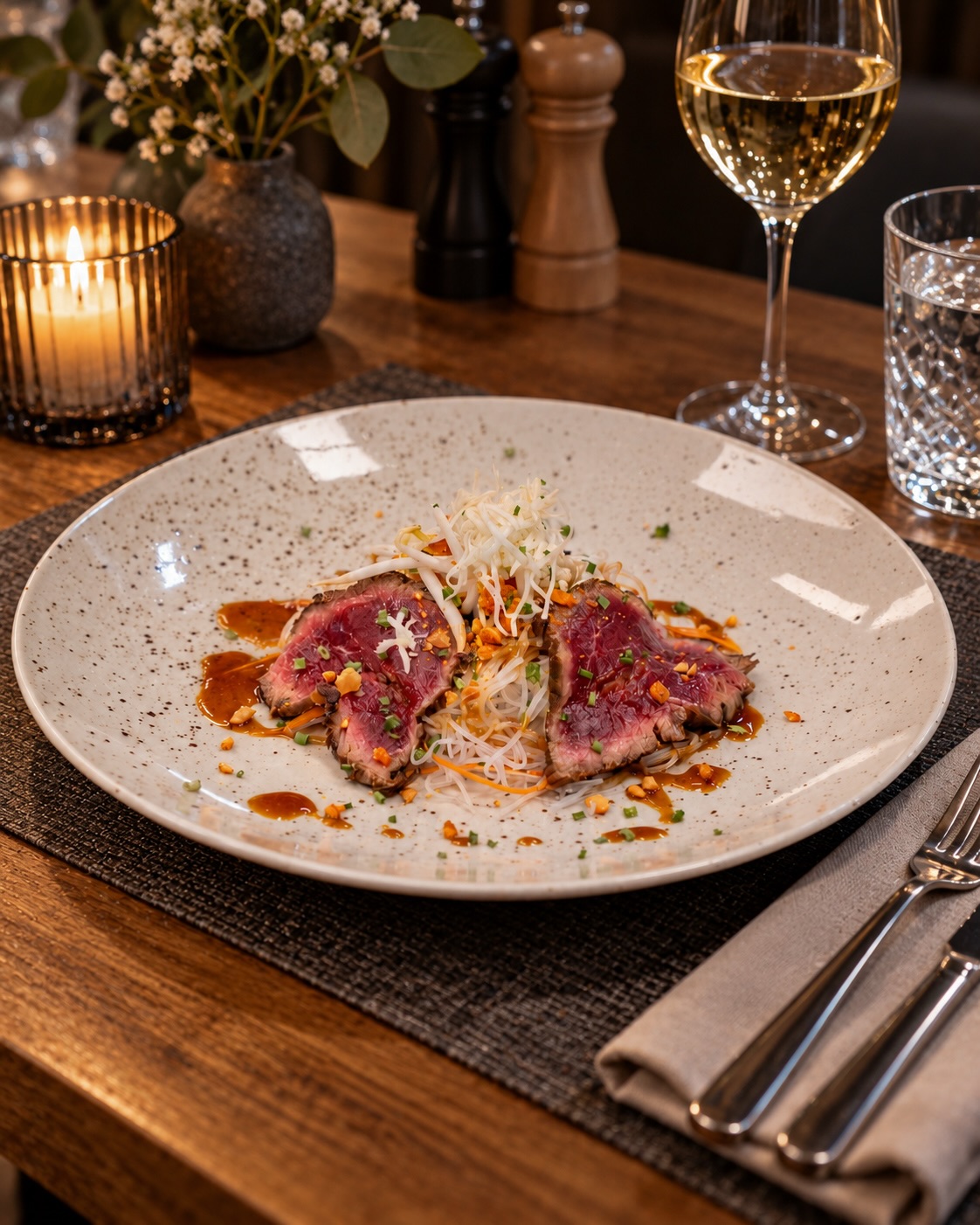 Rinder Tataki mit Glasnudeln und Kren aus unserer aktuellen Wochenkarte! 🥩

#beef #tataki #horsdoeuvres #restaurant #menü9#beef, #tataki, #horsdoeuvres, #restaurant, #menü