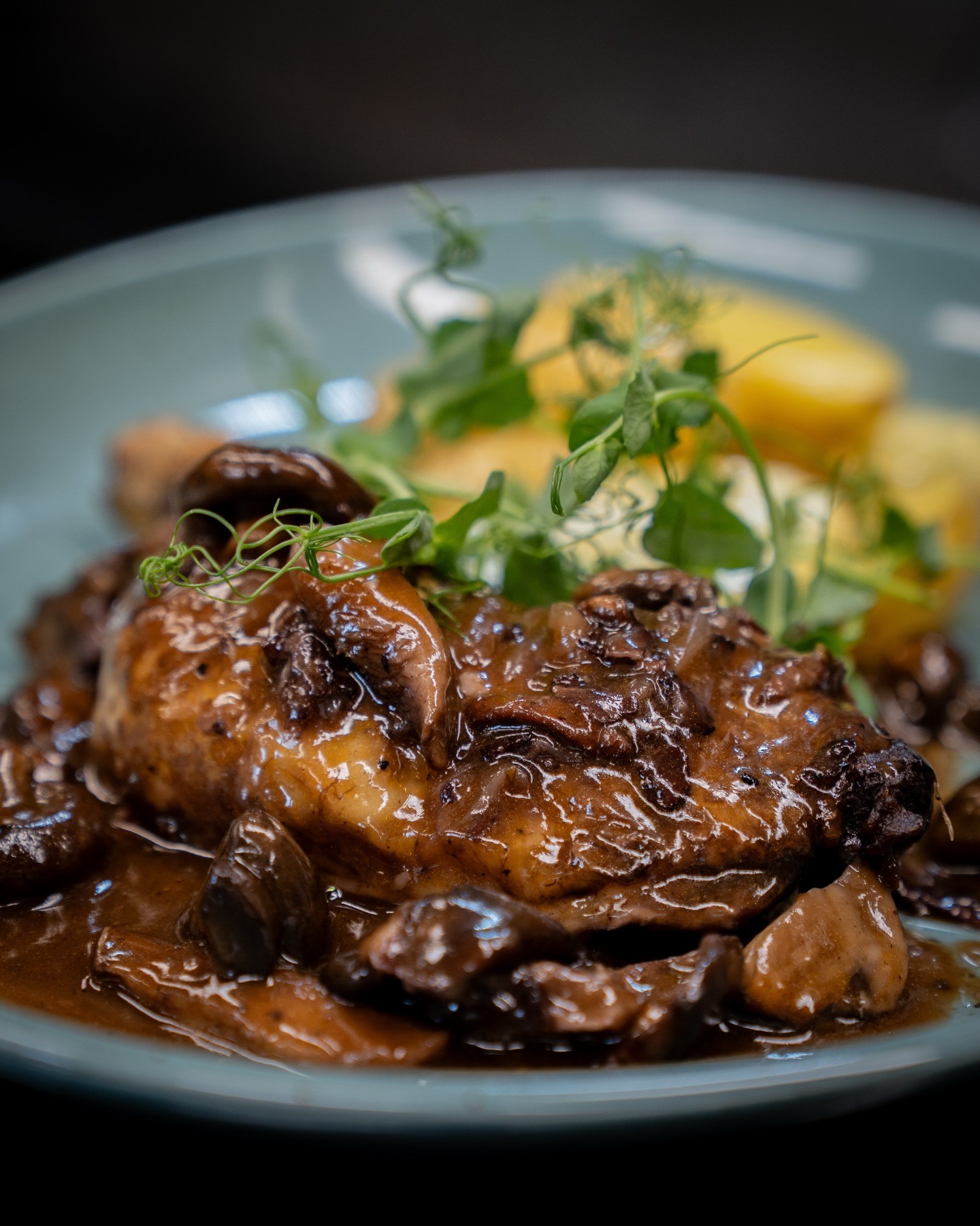 Coq au vin aus unserer aktuellen Wochenkarte! 

Zartes Hähnchen 🍗 in kräftigem Rotwein 🍷, verfeinert mit aromatischen Pilzen 🍄‍🟫 und einer samtigen Sauce. 

Ein zeitloser französischer Klassiker voller Genuss. 🇫🇷

#coqauvin #frenchcuisine #finefood #restaurantlife #foodlover5#coqauvin, #frenchcuisine, #finefood, #restaurantlife, #foodlover