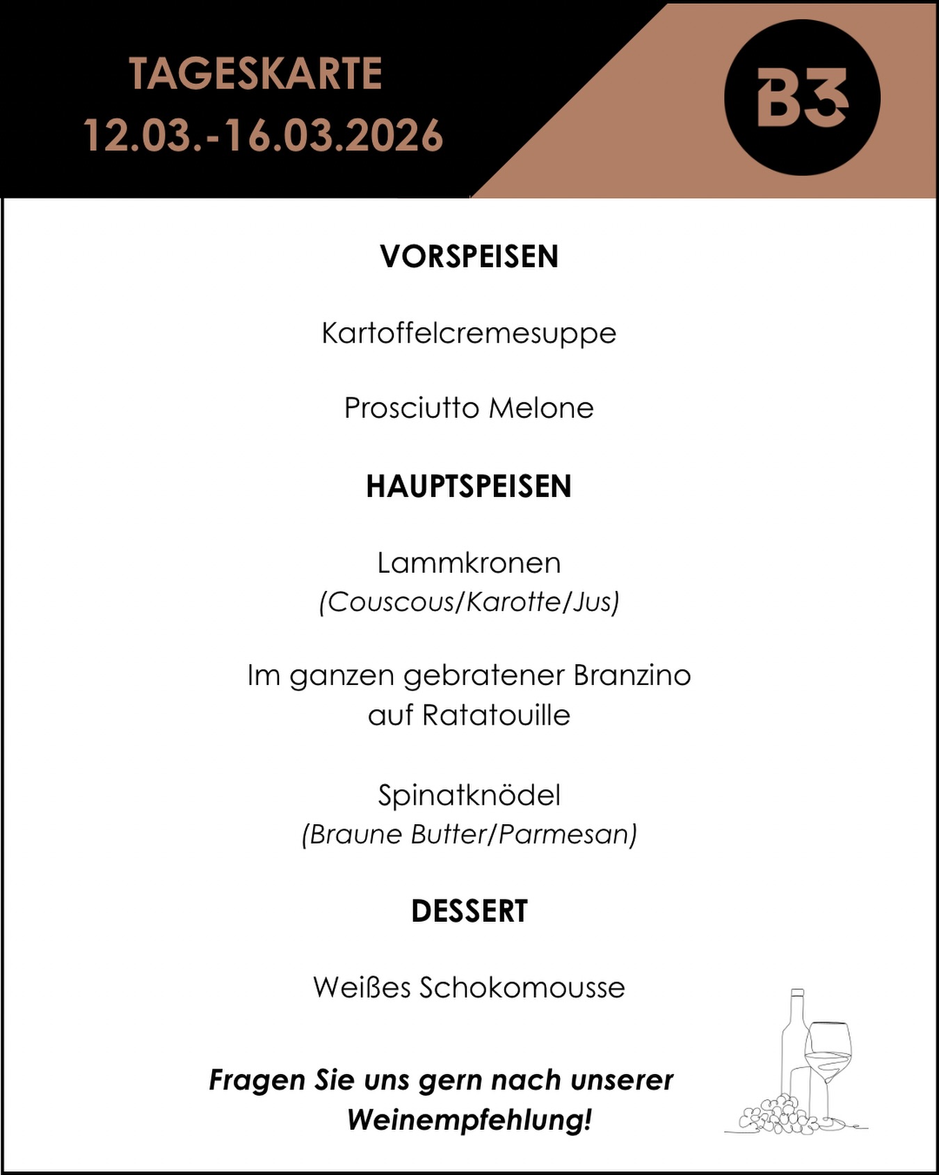 Unsere aktuelle Tageskarte! 📆

#b3 #wattens #restaurant #menü #foodlover3#b3, #wattens, #restaurant, #menü, #foodlover