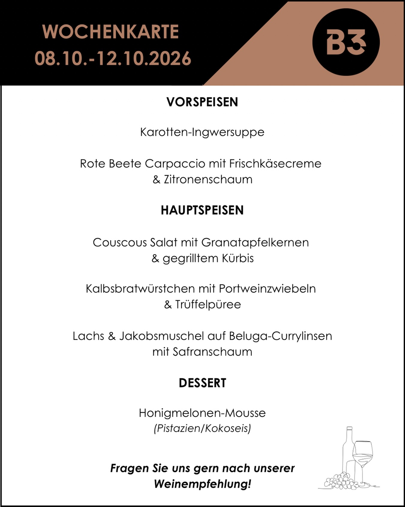 Unsere aktuelle Wochenkarte! 📆

#restaurant #menü #dinner #foodlover #alacarte6#restaurant, #menü, #dinner, #foodlover, #alacarte
