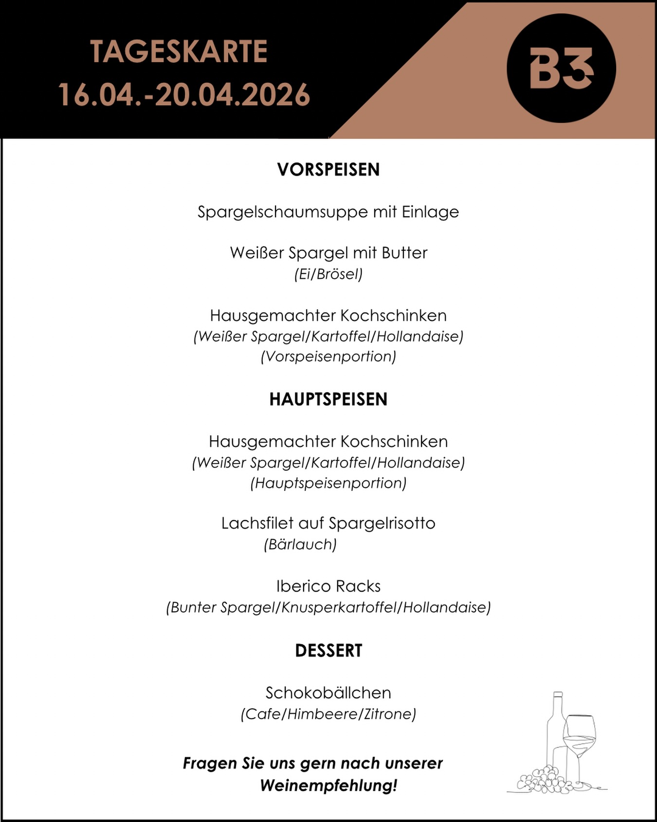 Unsere aktuelle Tageskarte! 📆

#b3 #wattens #restaurant #bar #menü5#b3, #wattens, #restaurant, #bar, #menü