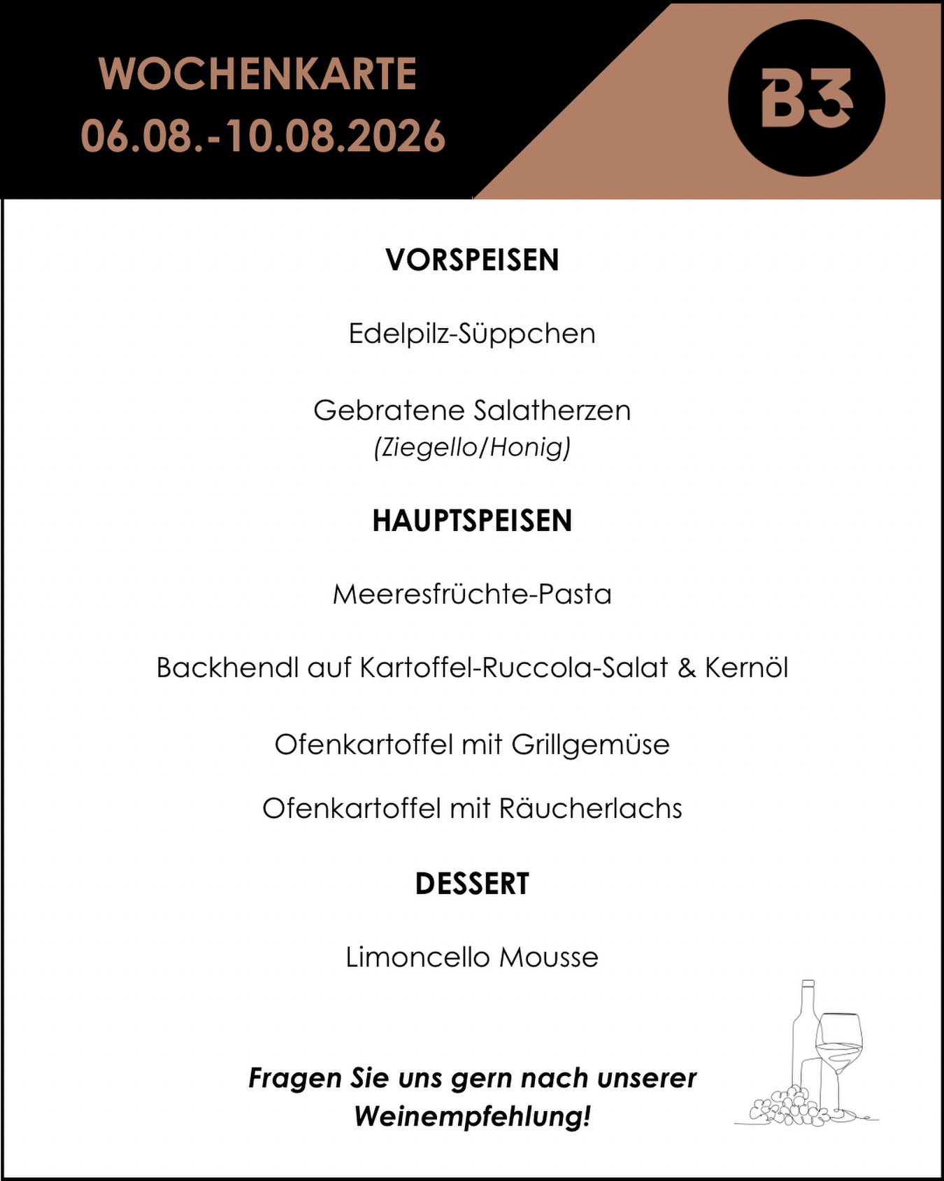 Unsere aktuelle Wochenkarte! 📆

#b3 #wattens #bar #restaurant #menü4#b3, #wattens, #bar, #restaurant, #menü